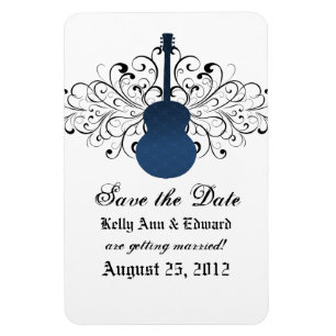 Magnet Flexible Swirls Guitar Save the Date Magnet, Blue