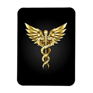 Magnet Flexible Symbole caducee polygonale en or