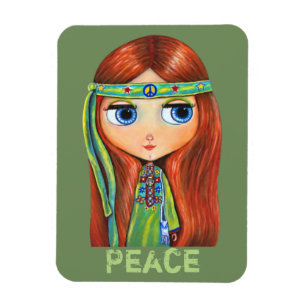 Magnet Flexible SYMBOLE DE LA PAIX DE LA FEMME DE Hippie Vert