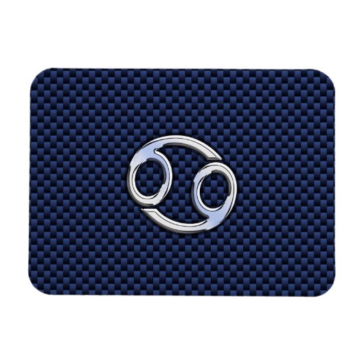 Magnet Flexible Symbole du cancer Zodiac Marine Blue Carbon Fiber  (Horizontal)