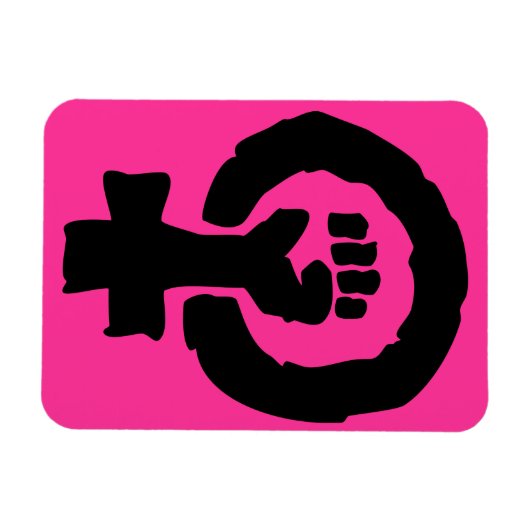 Magnet Flexible Symbole féminin universel Main solidaire Hot Pink (Horizontal)