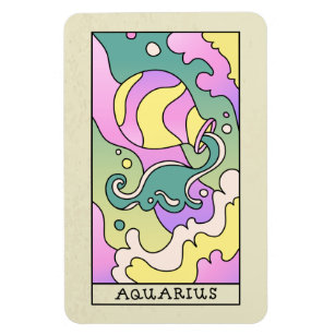 Magnet Flexible SYMBOLE Zodiaque Aquarius Art Abstrait Vintage