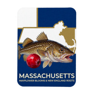 Magnet Flexible Symboles de la morue du Massachusetts et de l'État