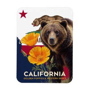 Magnet Flexible Symboles de l'État de Californie, Pavot et Orange