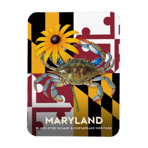 Magnet Flexible Symboles de Maryland Black Eyed Susan et Crabe