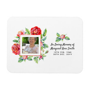 Magnet Flexible Sympathy Memorial PHOTO Bereavement Perte Roses