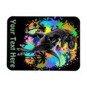 Magnet Flexible T-Rex Dinosaur Jurassique Reptile sur arc-en-ciel  (Horizontal)
