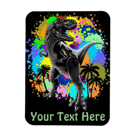Magnet Flexible T-Rex Dinosaur Jurassique Reptile sur arc-en-ciel (Vertical)