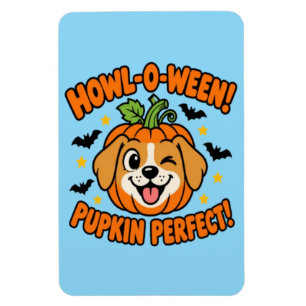 Magnet Flexible T-Shirt Halloween Chien Mignon Parfait Pupkin Howl