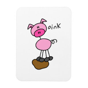 Magnet Flexible T-shirts et cadeaux Stick Figure Pig