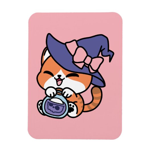 Magnet Flexible Tabby Witch Brew – Joli Design de Chat d'Halloween (Vertical)