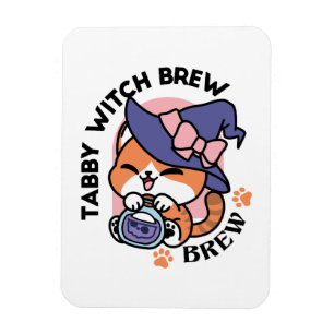 Magnet Flexible Tabby Witch Brew – Joli design de chat pour Hallow