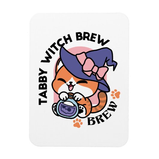 Magnet Flexible Tabby Witch Brew – Joli design de chat pour Hallow (Vertical)