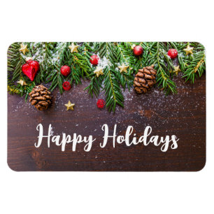 Magnet Flexible Table de Noël rustique avec pin et neige