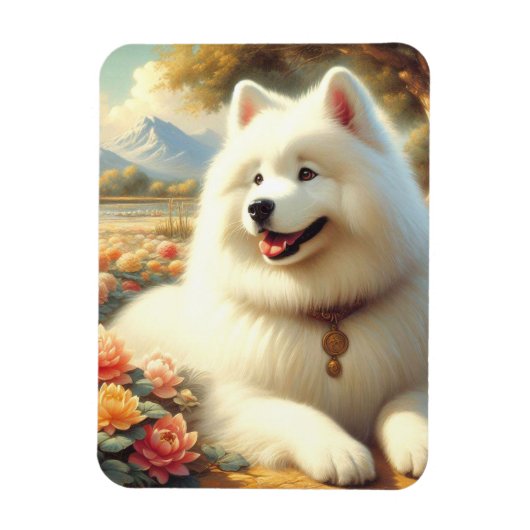 Magnet Flexible Tableau vintage Samoyed Dog (Vertical)