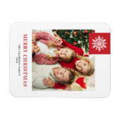 Magnet Flexible Tag Joyeux Noël Photo Red Snowflakes (Horizontal)