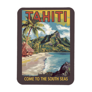 Magnet Flexible Tahiti Polynésie française Peinture Art Retro