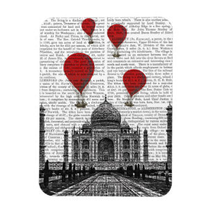 Magnet Flexible Taj Mahal et Red Hot Air Balloons