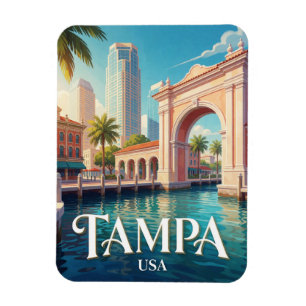 Magnet Flexible Tampa Floride Front de Mer Skyline Voyage