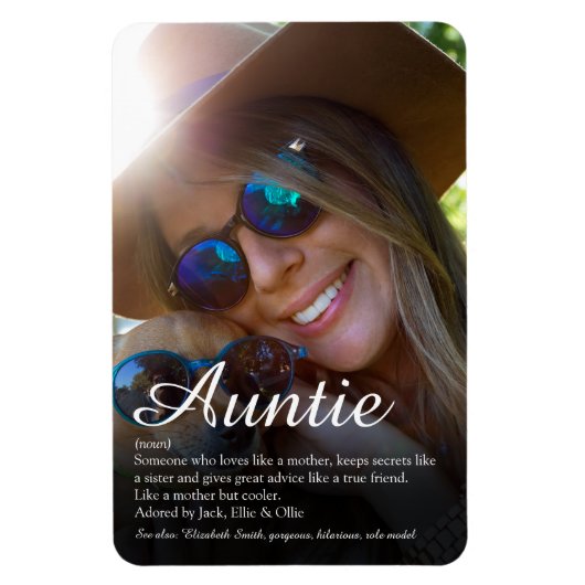 Magnet Flexible Tante préférée, définition de Tante Script Photo (Vertical)
