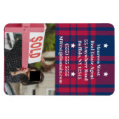Magnet Flexible Tartan - Patriotique - Bleu Rouge Étoiles Blanches (Horizontal)