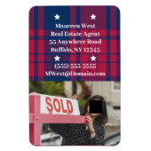 Magnet Flexible Tartan - Patriotique - Bleu Rouge Étoiles Blanches (Vertical)