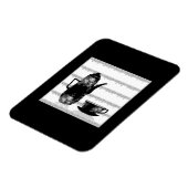 Magnet Flexible Tasse café thé noir blanc illustration rétro (Côté Gauche)