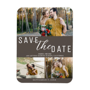 Magnet Flexible Taupe foncé Épinglez la date Mariage 3 Photos