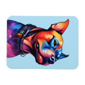 Magnet Flexible Taureau coloré Terrier Conception Cyberpunk, (Horizontal)