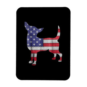 Magnet Flexible Teacup patriotique Chihuahua Drapeau américain Bro