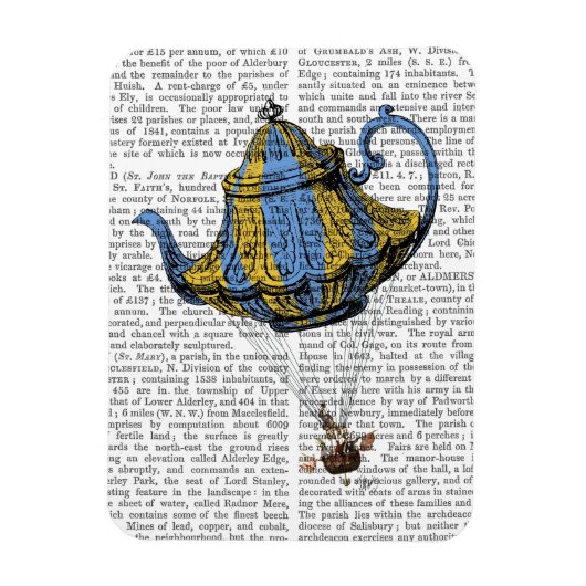 Magnet Flexible Teapot volant 3 bleu et jaune (Vertical)