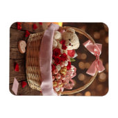 Magnet Flexible Teddy Rose Basket Romantic Valentine Heart Fridge (Horizontal)