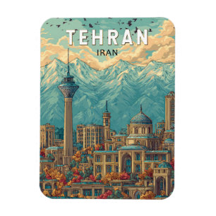Magnet Flexible Téhéran Iran Illustration Voyage Art Vintage