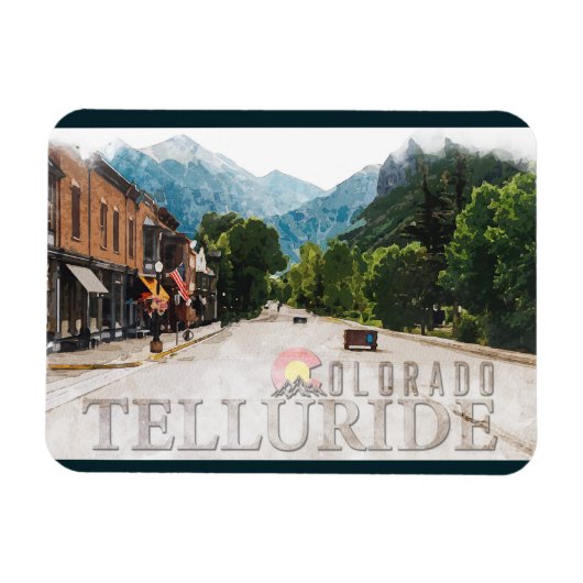 Magnet Flexible Telluride Colorado Ski Mountains Aquarelle (Horizontal)