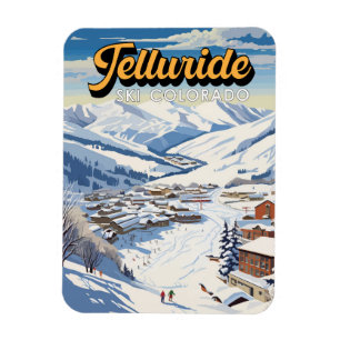 Magnet Flexible Telluride Colorado Winter Travel Art Vintage