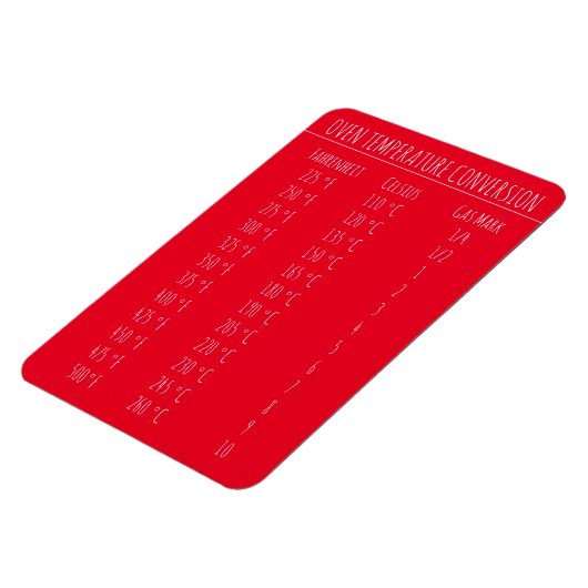 Magnet Flexible Température du graphique de conversion Celsius Fah (Côté Gauche)