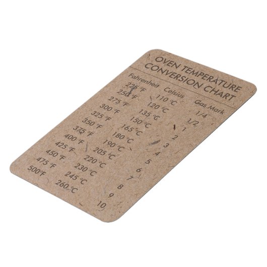 Magnet Flexible Température du graphique de conversion Celsius Fah (Côté Gauche)