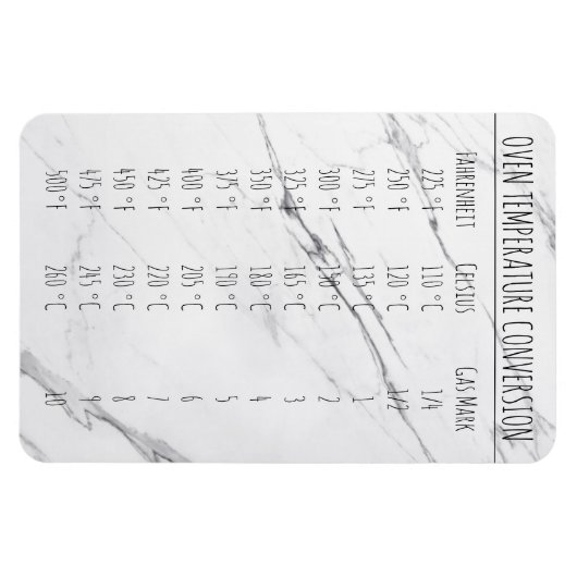 Magnet Flexible Température du graphique de conversion Celsius Fah (Horizontal)