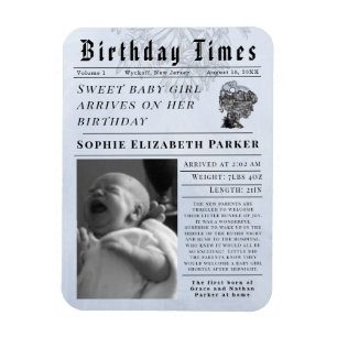 Magnet Flexible Temps d'anniversaire Naissance Nouveau-né