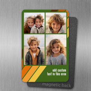 Magnet Flexible Tendance Retro Stripes 4 Photo Collage - Avocado