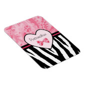 Magnet Flexible Tendance rose et noir Zèbre motif Bow et nom (Côté Droit)