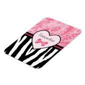 Magnet Flexible Tendance rose et noir Zèbre motif Bow et nom (Côté Gauche)