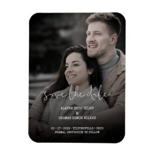 Magnet Flexible Tendance simple typographie Photo Mariage Couple
