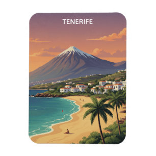 Magnet Flexible Tenerife Mont Teide Île Canarie Voyage Rétro