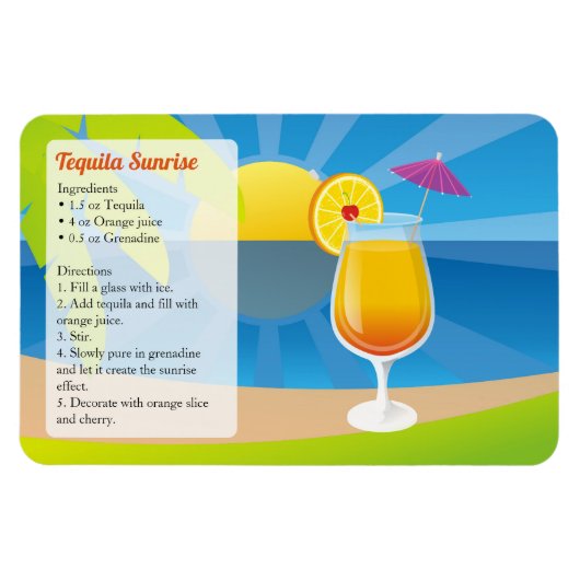 Magnet Flexible Tequila Sunrise Cocktail Recette (Horizontal)