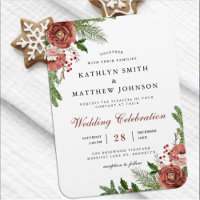 Terracotta Floral Pine Bough Wedding Invitation