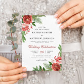 Magnet Flexible Terracotta Floral Pine Bough Wedding Invitation
