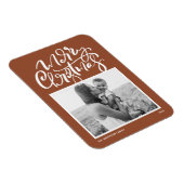 Magnet Flexible Terracotta Moderne Calligraphie Photo Noël (Côté Droit)