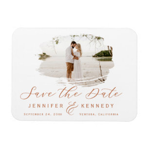 Magnet Flexible Terracotta Romantic Brushed Photo Save the Date