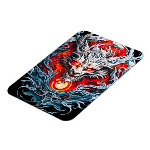 Magnet Flexible Tête de dragon mythique de la flamme rouge
